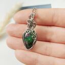 Naszyjnik Zoisyt z Rubinem stal chirurgiczna wisiorek handmade wirewrapping