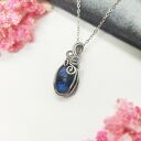 Naszyjnik Labradoryt Mini stal chirurgiczna wisiorek handmade wirewrapping