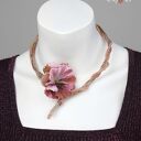 Kwiatowy naszyjnik hibiskus. kolia z japońskich koralików