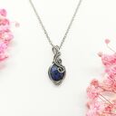 Naszyjnik Dumortieryt stal chirurgiczna wisiorek handmade wirewrapping