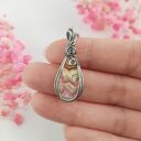 Naszyjnik Rodochrozyt stal chirurgiczna wisiorek handmade wirewrapping