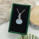 Naszyjnik z kamieniem księżycowym - stal chirurgiczna i wire wrapping