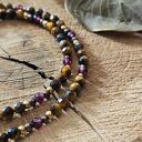 Choker z tygrysim okiem, granatem i hematytem