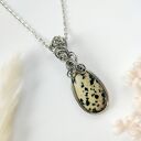 Naszyjnik Jaspis Dalmatyński stal chirurgiczna wisiorek handmade wirewrapping