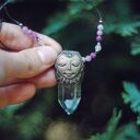 Naszyjnik FOREST SPIRIT z elfem, rubinem i kryształem górskim