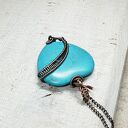 Naszyjnik Howlit Serce M292 - turkusowe serce w wire wrapping z miedzi