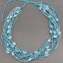 Naszyjnik Krótki Niebieskie Tulipany Sznurek Korale