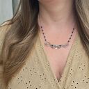 Oryginalny naszyjnik lapis lazuli kryształ górski wire wrapping