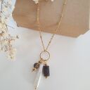 Łańcuszek z perłą i granatem