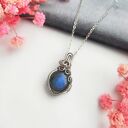 Naszyjnik Labradoryt Mini stal chirurgiczna wisiorek handmade wirewrapping