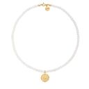 handmade złoty naszyjnik z pereł naturalnych ze słońcem