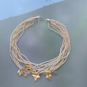 Naszyjnik Zawieszki Złote Liście Masa Perłowa