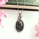 Naszyjnik Larvikit stal chirurgiczna wisiorek handmade wirewrapping