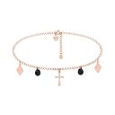 naszyjniki ręcznie robione choker z różowego złota z krzyżem, rombami i czarnymi kryształami swarovski® crystal