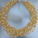 Naszyjnik Perłowe Złote Szklane Korale 25.171