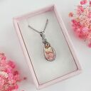 Naszyjnik Rodochrozyt stal chirurgiczna wisiorek handmade wirewrapping