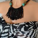 Naszyjnik Czarny Turkus Kryształki Krótki 24.25