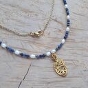 Naszyjnik romantycznie anatomicznie szafir perły