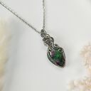 Naszyjnik Zoisyt z Rubinem stal chirurgiczna wisiorek handmade wirewrapping