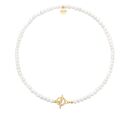 Złoty naszyjnik z pereł naturalnych z ozdobnym zapięciem