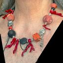 Niezwykły naszyjnik etno/boho z ciekawym koralem i lawą prezent lux UNIKAT