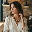 Naszyjnik FEBoo TALA kremowo-miedziany z ceramiki (boho handmade)
