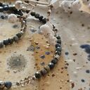 Choker z dumortierytem, labradorytem i kwarcem dymnym