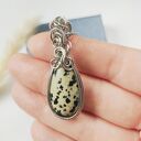 Naszyjnik Jaspis Dalmatyński stal chirurgiczna wisiorek handmade wirewrapping