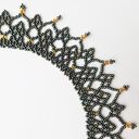 naszyjnik z koralików szklanych elegancka koronka ciemnozielona