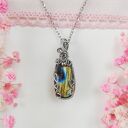 Naszyjnik z labradorytem na stali chirurgicznej - wire wrapping dla niej