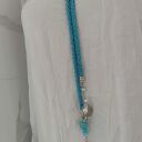 Długi lariat 125 cm z rybką - turkusowy naszyjnik koralikowy
