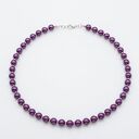 Fioletowy choker z czeskich pereł i pudrowego rokajlu, stal - 21,5 cm