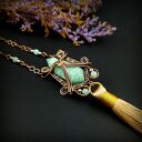 Miedziany naszyjnik z amazonitem - perfumetka wire wrapping