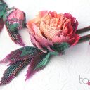 Kwiatowy naszyjnik piwonia. kolia z japońskich koralików