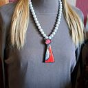 Koral i ręcznie malowana ceramika w wyjątkowym naszyjniku handmade prezent lux