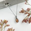 Naszyjnik Kamień Słoneczny stal chirurgiczna wisiorek handmade wirewrapping