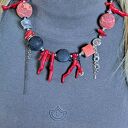 Niezwykły naszyjnik etno/boho z ciekawym koralem i lawą prezent lux UNIKAT