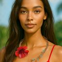 Czerwony naszyjnik Hibiskus z japońskich koralików - boho kolia z awenturynu