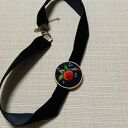 Ręcznie haftowany choker boho na aksamitce - czarny