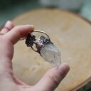 Kryształ górski z motywem drzewa - miedziany naszyjnik