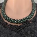 Naszyjnik Zielony Wąż Sznur Koralikowy Królewski