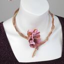 Kwiatowy naszyjnik hibiskus. kolia z japońskich koralików