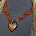 Elegancki naszyjnik z piasku pustyni z sercem z jaspisu unikat handmade świetny niebanalny prezent