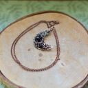 Naszyjnik z księżycowym wisiorem z onyksami czarnymi