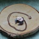 Lunula z obsydianu w miedzi - wisior na łańcuszku