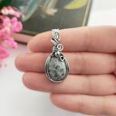 Naszyjnik z szarym jaspisem - stal chirurgiczna wire wrapping