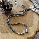 Choker z dumortierytem, labradorytem i kwarcem dymnym