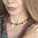 Choker Holi Sunset pleciona Turkus Lapis Lazuri Rurmalin