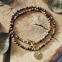 Choker z tygrysim okiem, granatem i hematytem