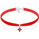 naszyjniki handmade choker with chain red velvet